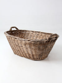 antique French country wicker laundry basket