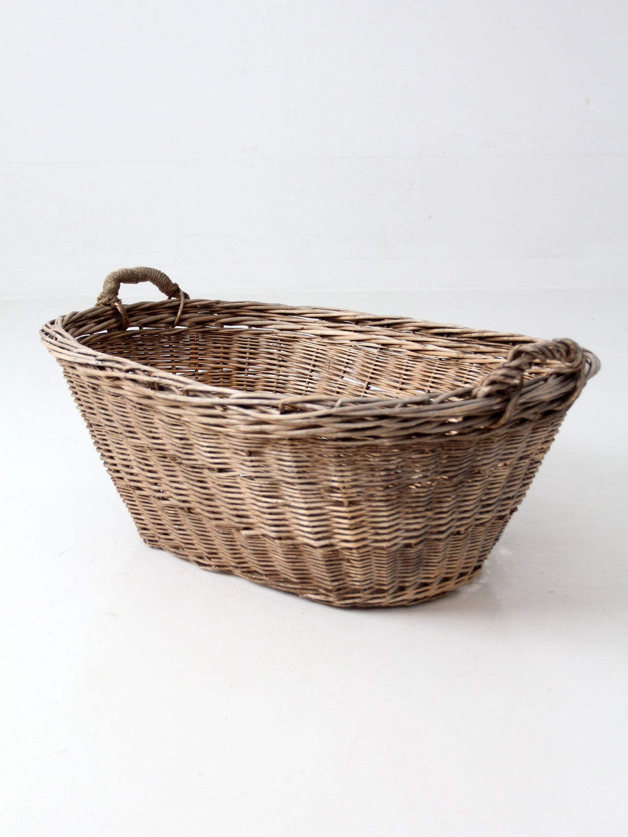 antique French country wicker laundry basket