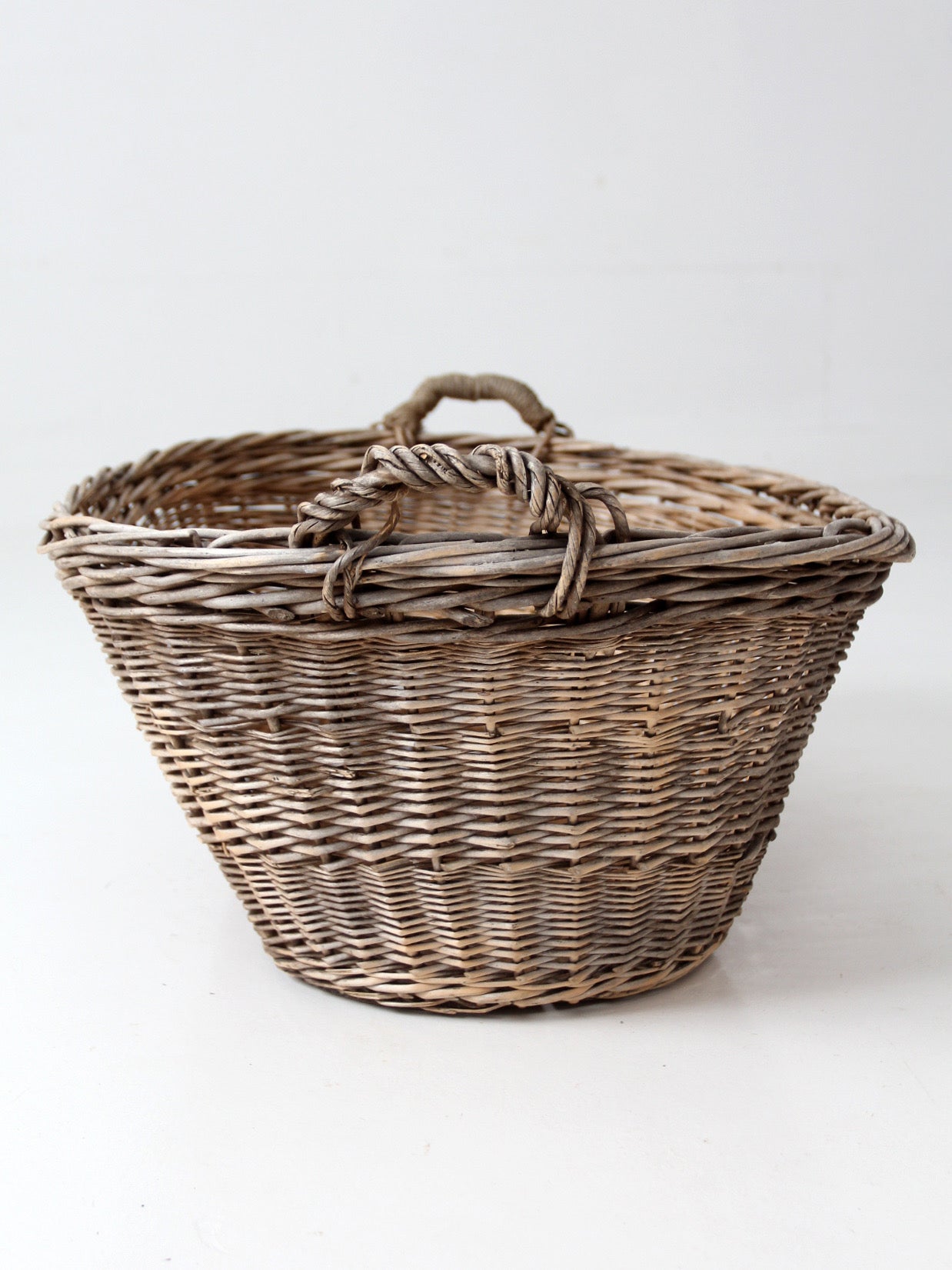 antique French country wicker laundry basket