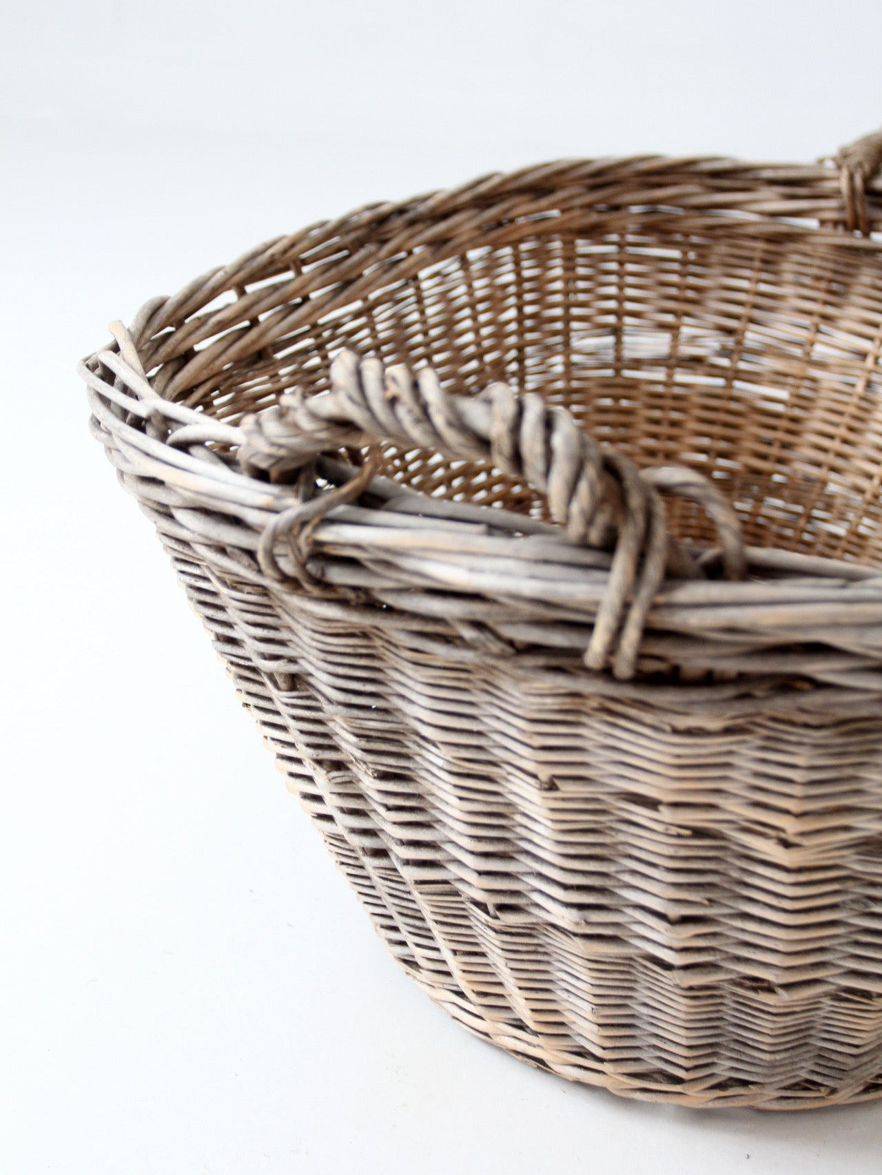antique French country wicker laundry basket