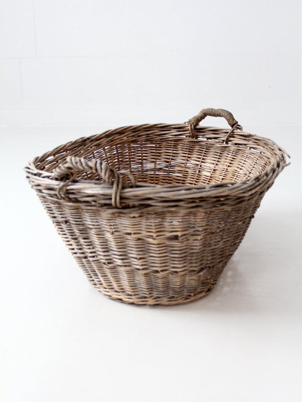 antique French country wicker laundry basket