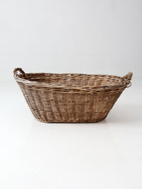 antique French country wicker laundry basket