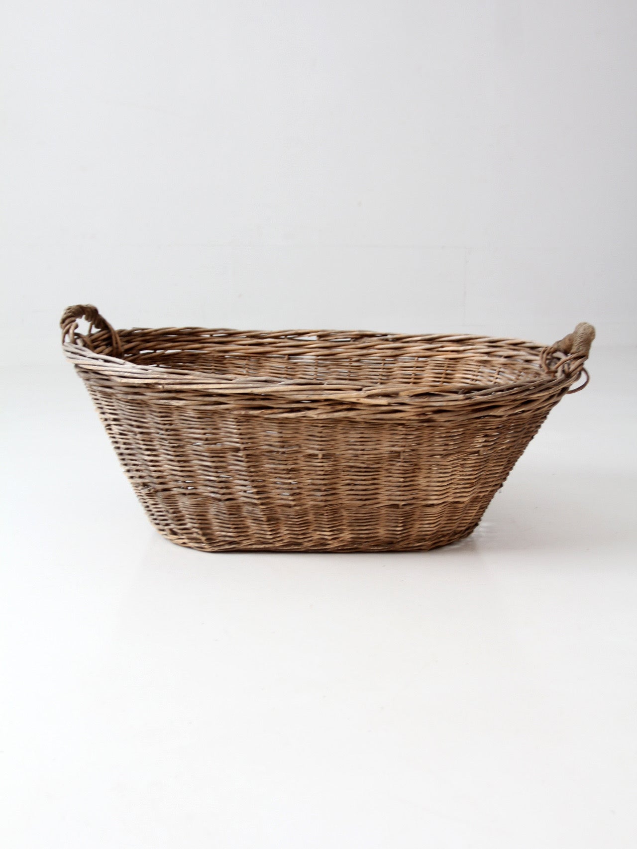 antique French country wicker laundry basket