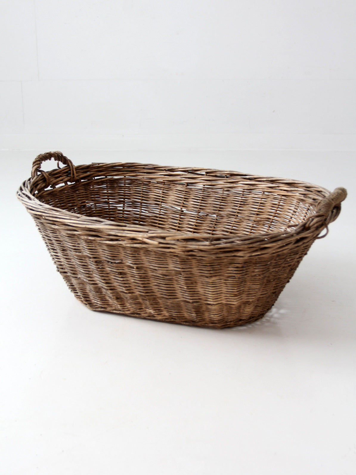 antique French country wicker laundry basket