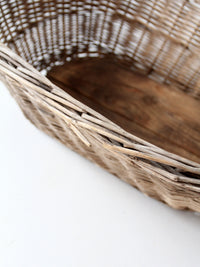 antique French country wicker laundry basket