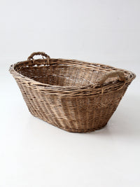 antique French country wicker laundry basket