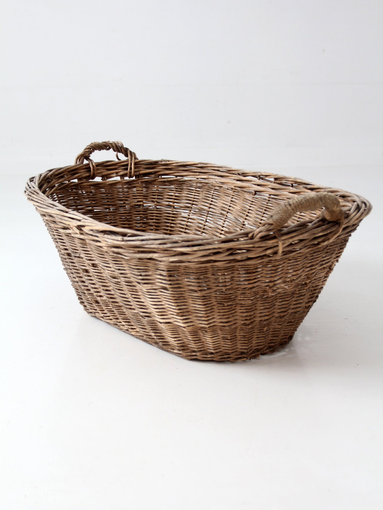 antique French country wicker laundry basket