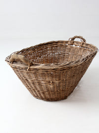 antique French country wicker laundry basket
