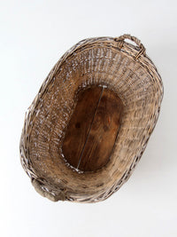 antique French country wicker laundry basket