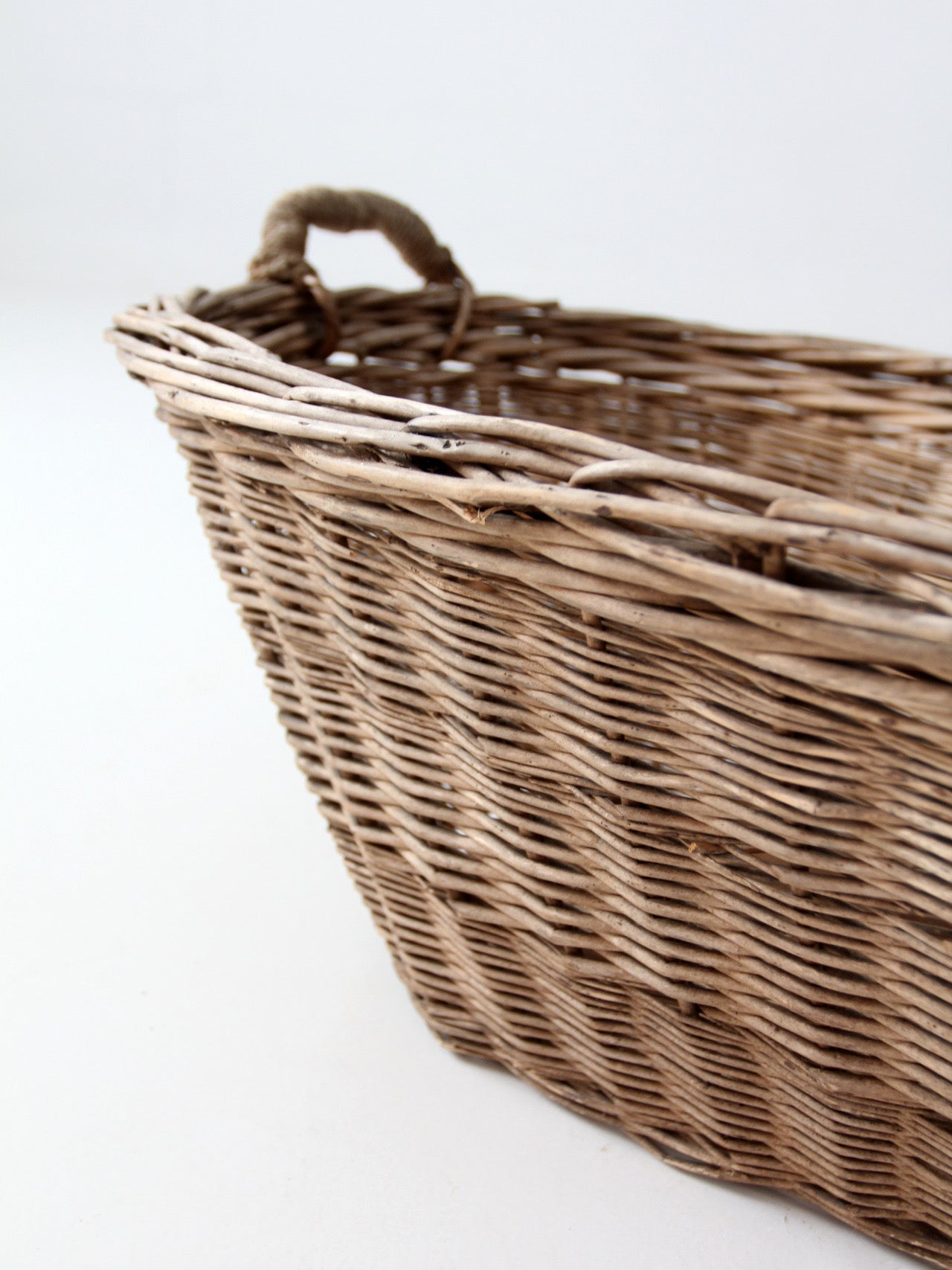 antique French country wicker laundry basket