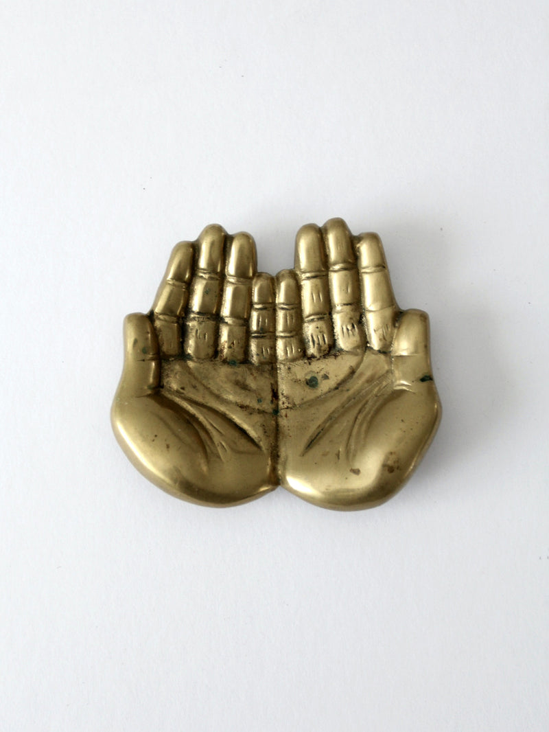 mid-century brass cupped hands