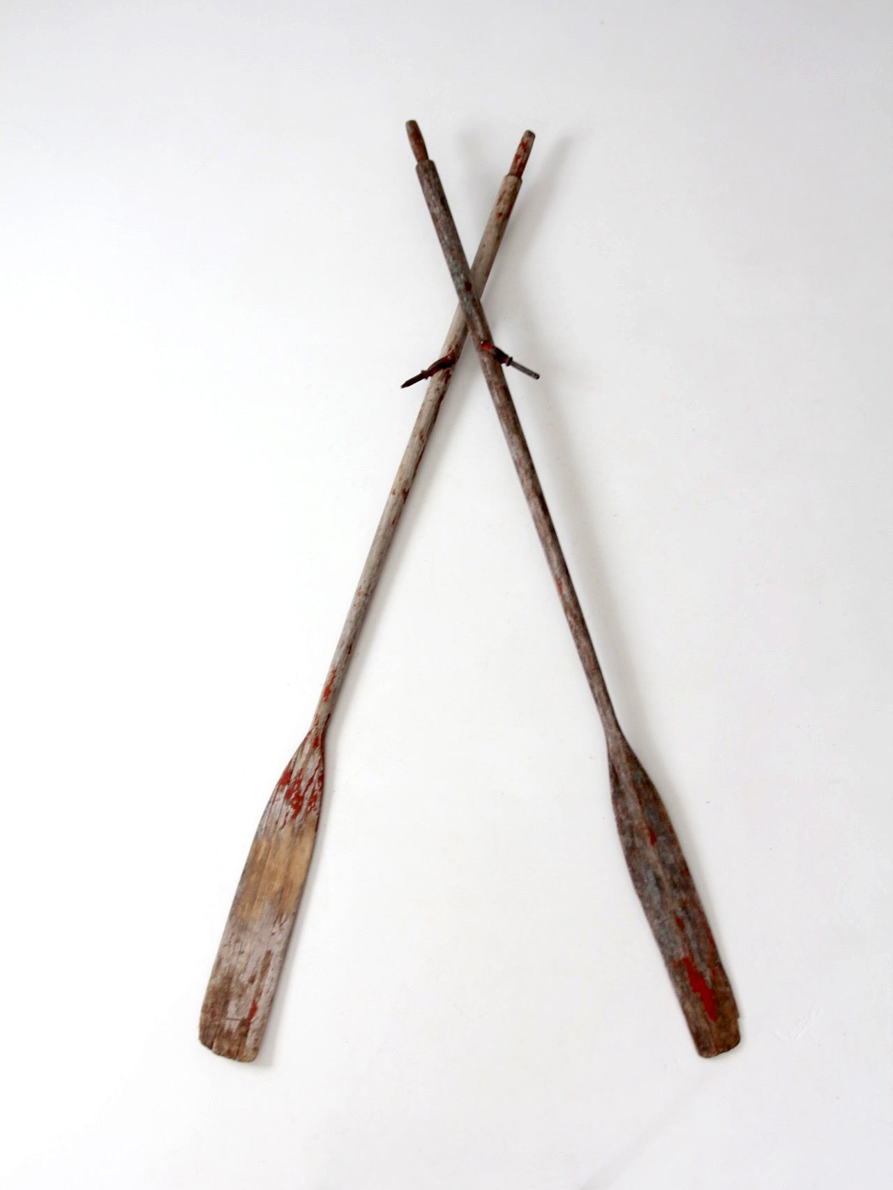 vintage wooden boat oars pair