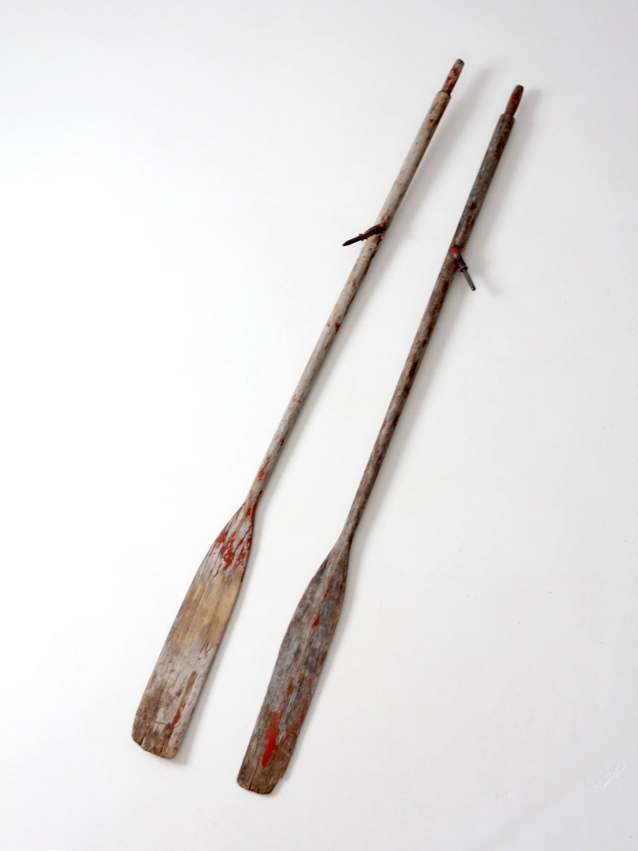 vintage wooden boat oars pair