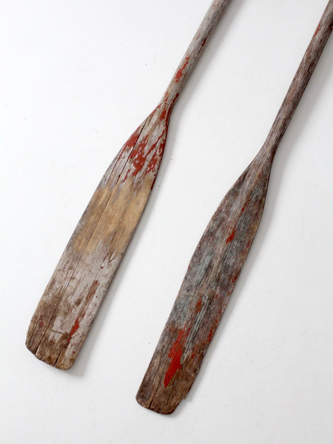 vintage wooden boat oars pair