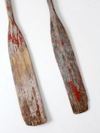 vintage wooden boat oars pair