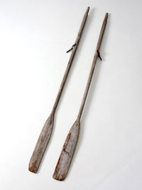 vintage wooden boat oars pair