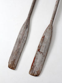 vintage wooden boat oars pair