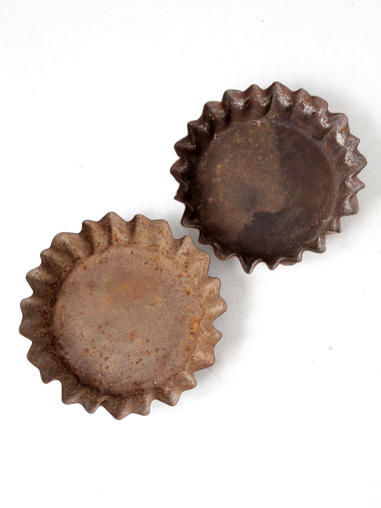 antique industrial fluted metal trays pair