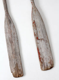 vintage wooden boat oars pair