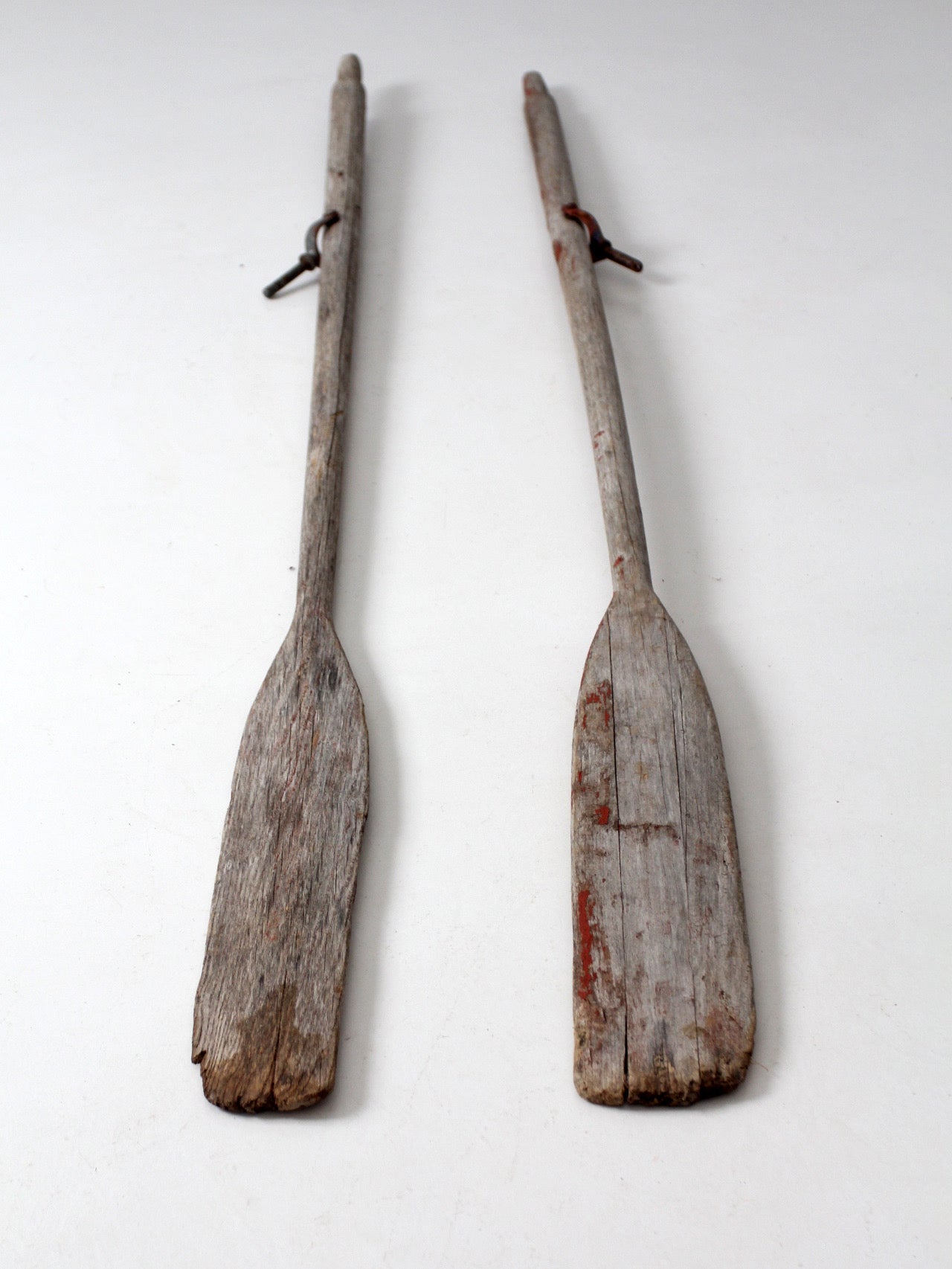 vintage wooden boat oars pair