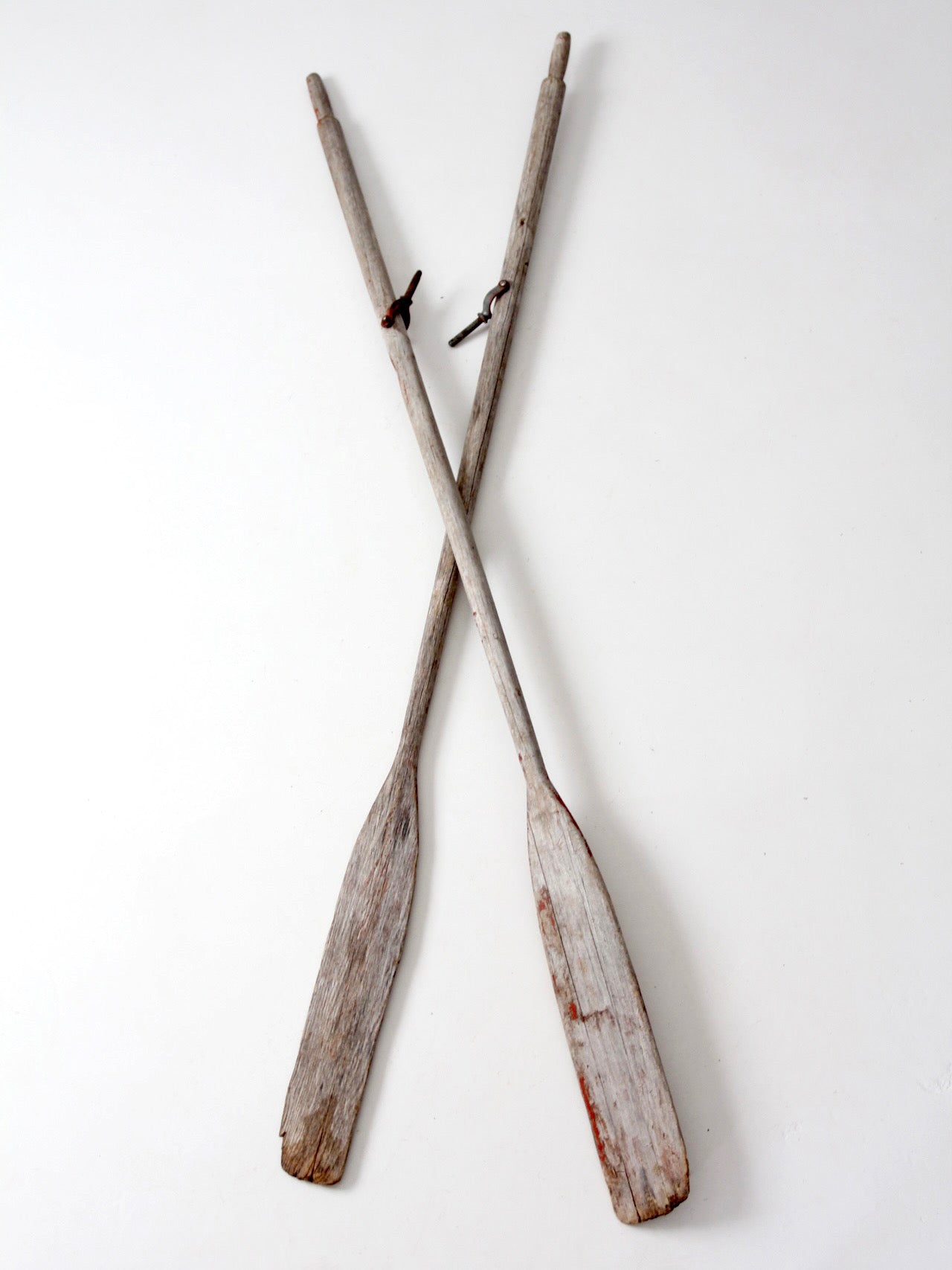 vintage wooden boat oars pair