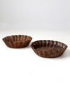 antique industrial fluted metal trays pair