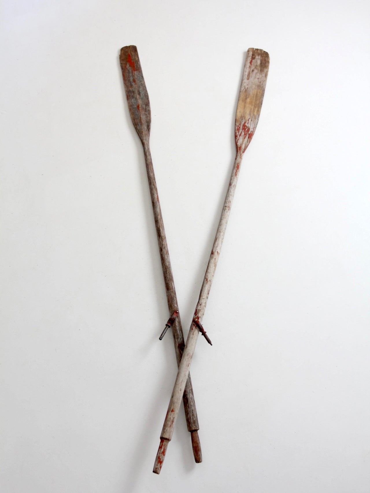 vintage wooden boat oars pair