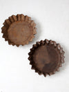 antique industrial fluted metal trays pair