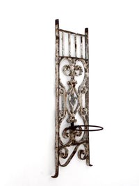 vintage Spanish Revival wrought iron wall planter sconce