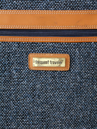1980s Frequent Traveler blue tweed rolling suitcase