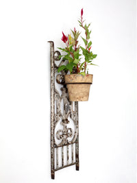 vintage Spanish Revival wrought iron wall planter sconce