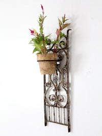 vintage Spanish Revival wrought iron wall planter sconce