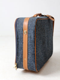 1980s Frequent Traveler blue tweed rolling suitcase