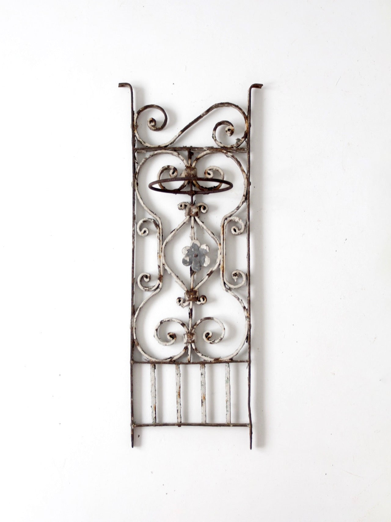 vintage Spanish Revival wrought iron wall planter sconce