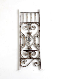 vintage Spanish Revival wrought iron wall planter sconce