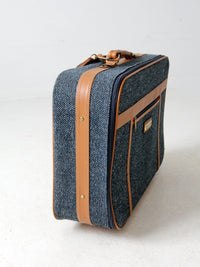 1980s Frequent Traveler blue tweed rolling suitcase