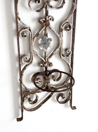 vintage Spanish Revival wrought iron wall planter sconce