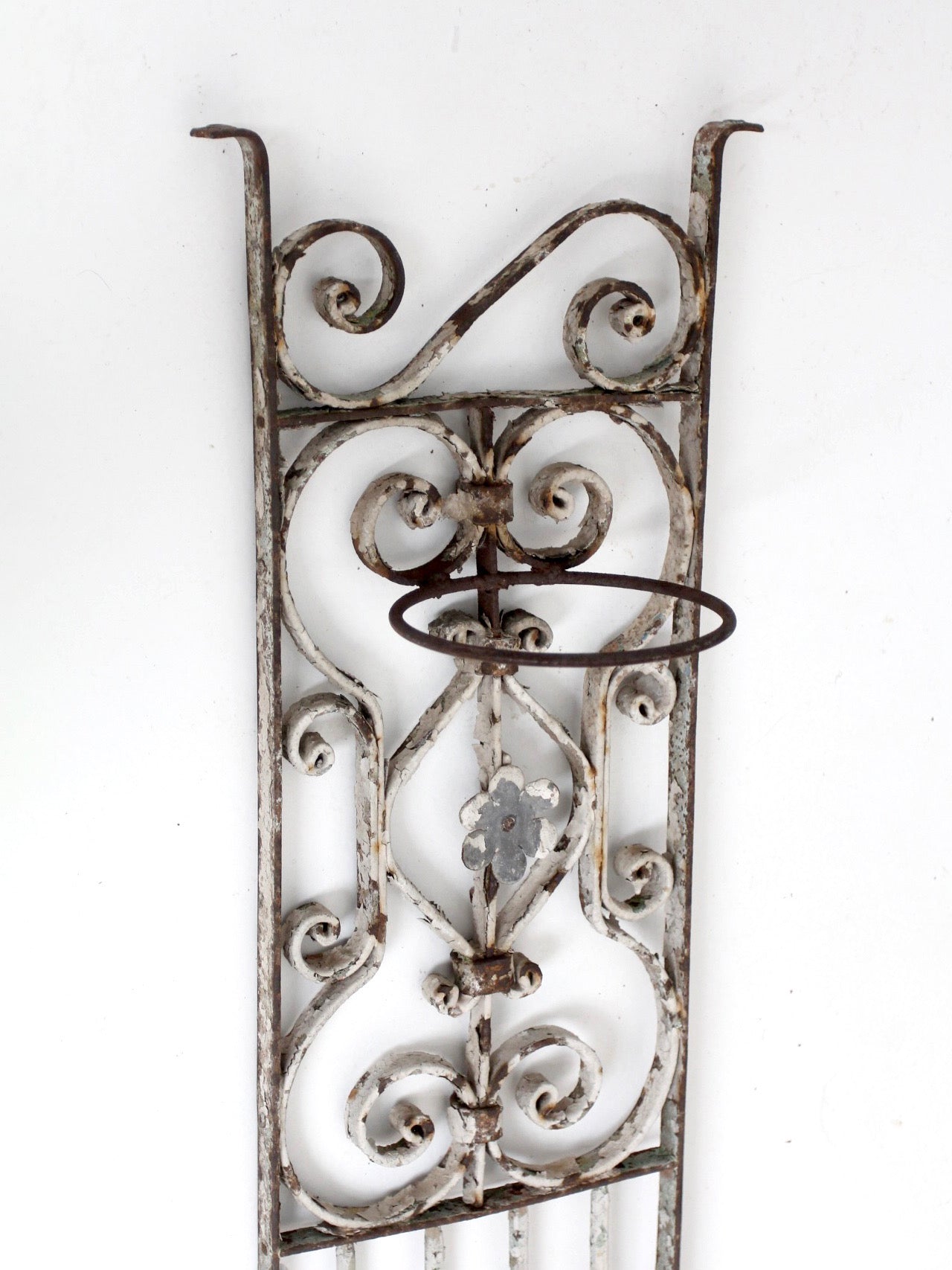 vintage Spanish Revival wrought iron wall planter sconce