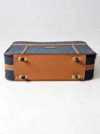 1980s Frequent Traveler blue tweed rolling suitcase