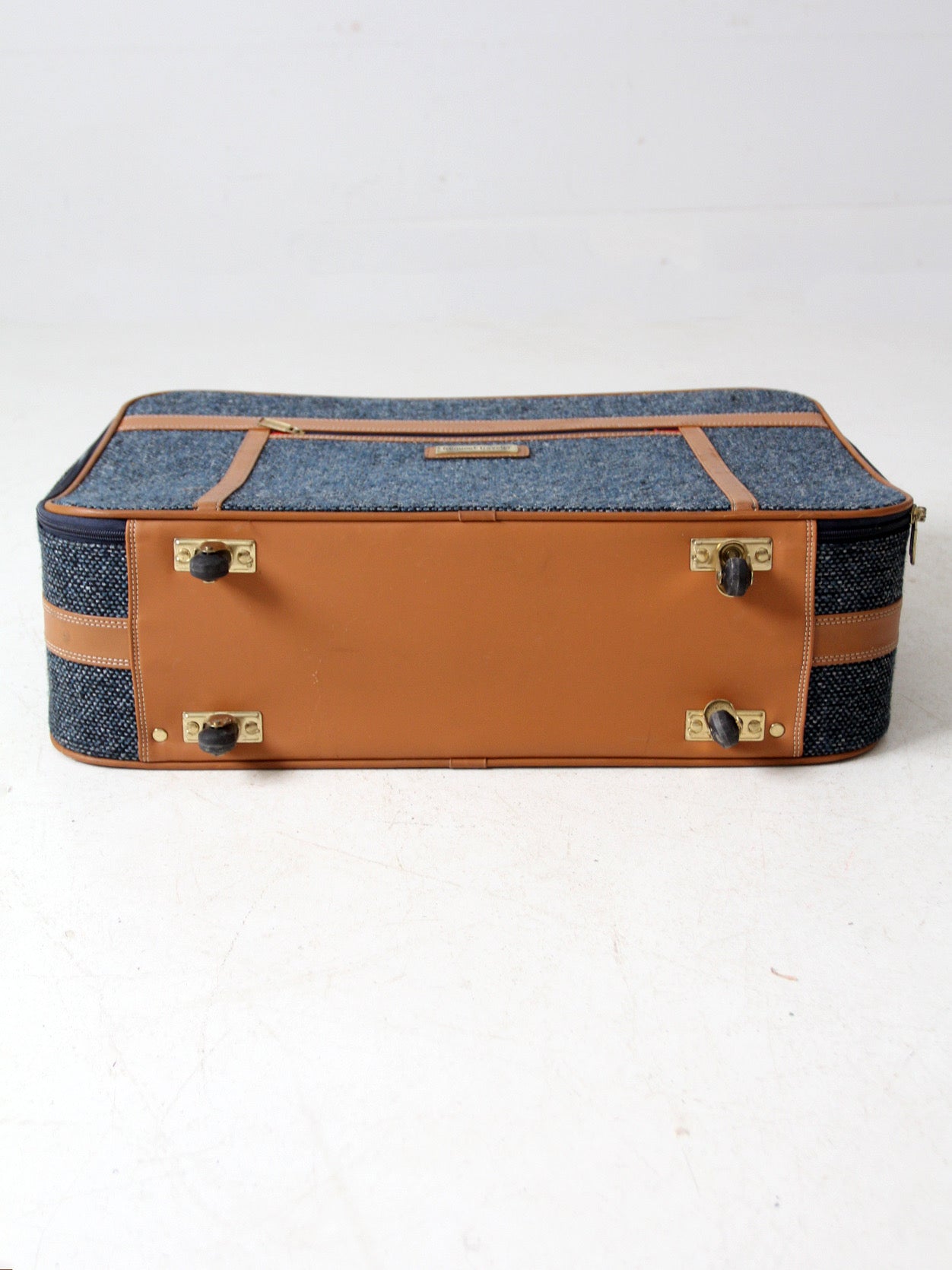 1980s Frequent Traveler blue tweed rolling suitcase