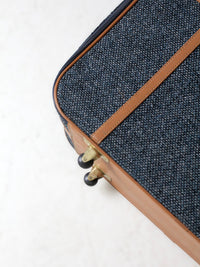 1980s Frequent Traveler blue tweed rolling suitcase