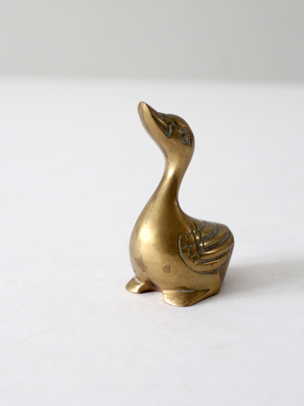 mid century brass duck figurine