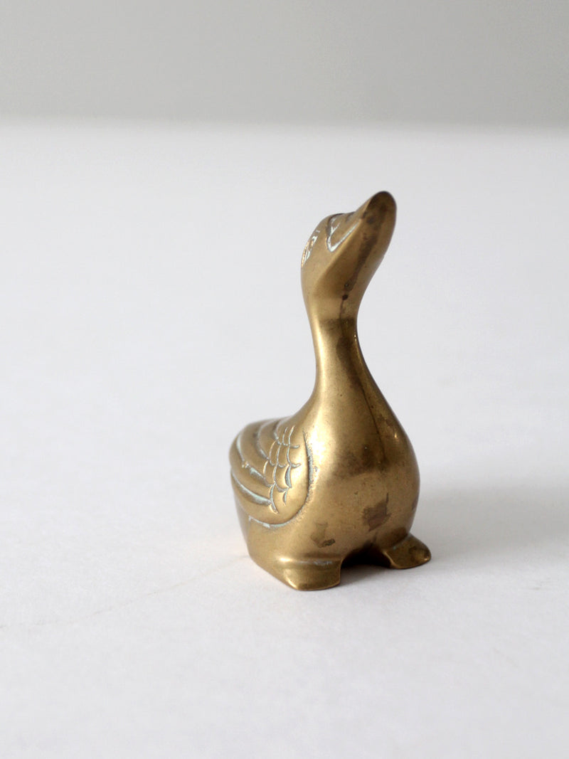 mid century brass duck figurine