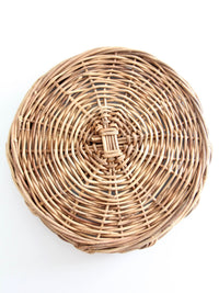 vintage 1970s wicker & rattan chip and dip serving basket