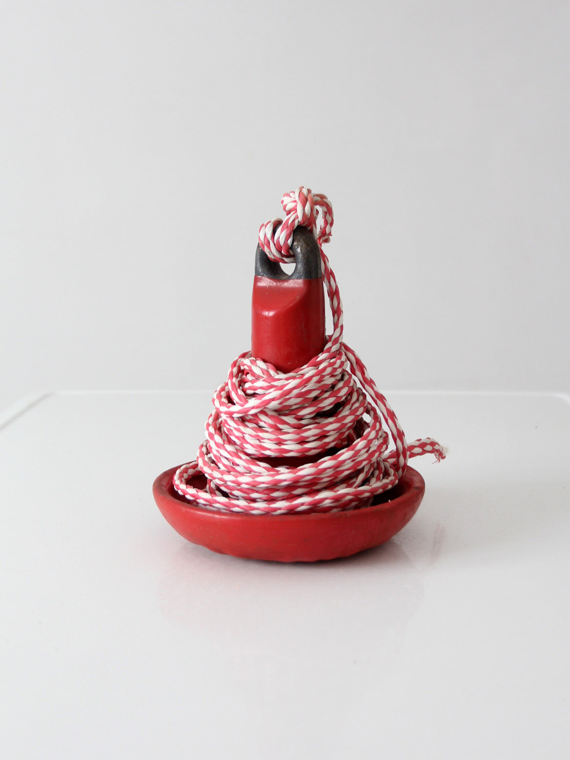 vintage Roloff Supreme red mushroom boat anchor with rope