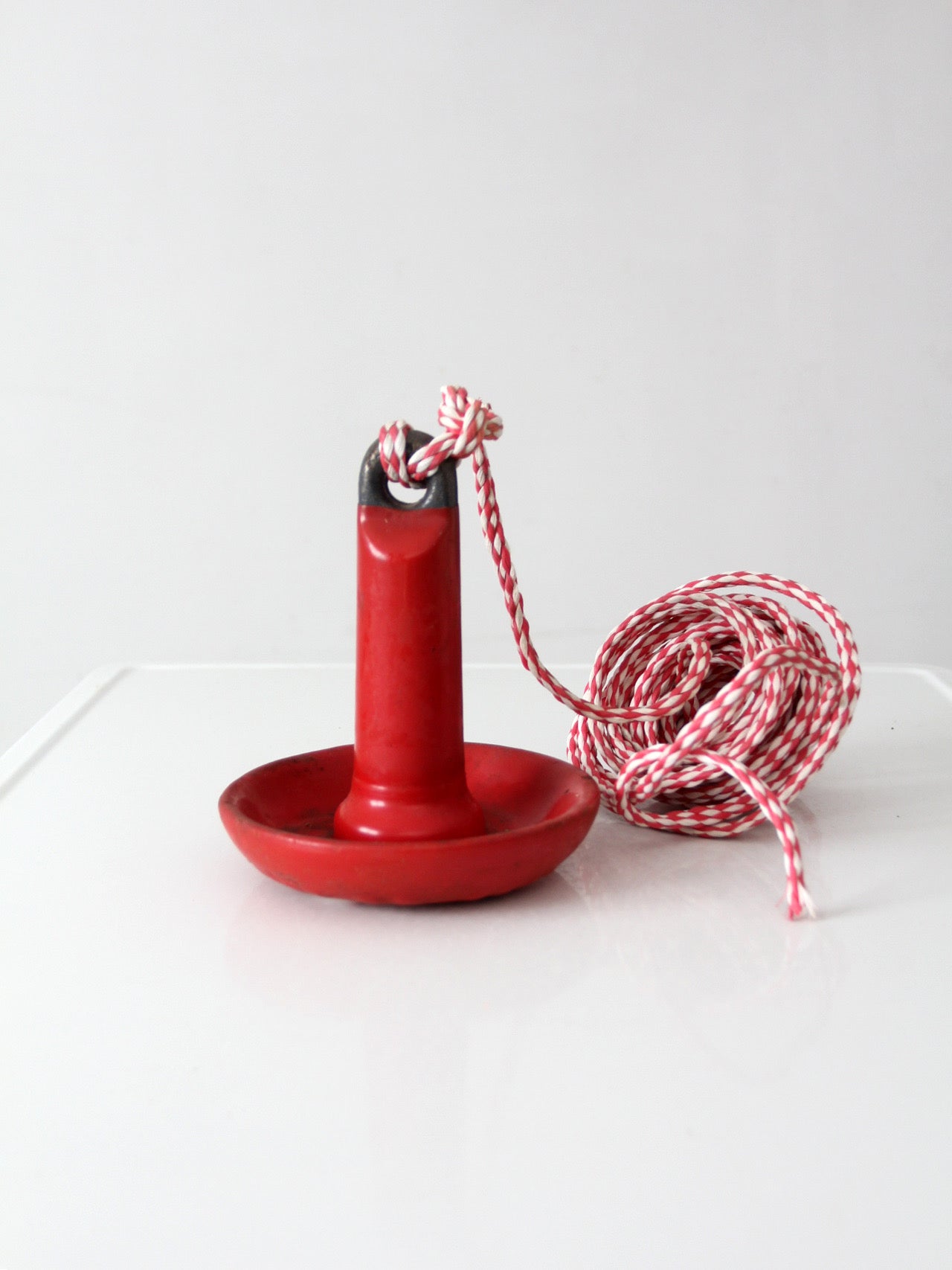 vintage Roloff Supreme red mushroom boat anchor with rope