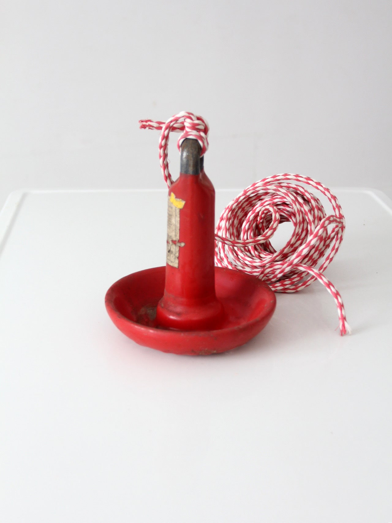 vintage Roloff Supreme red mushroom boat anchor with rope