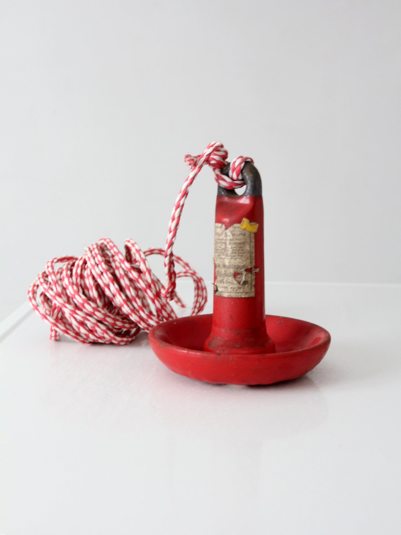 vintage Roloff Supreme red mushroom boat anchor with rope