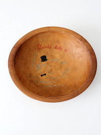 vintage hand-painted Munising wood bowl