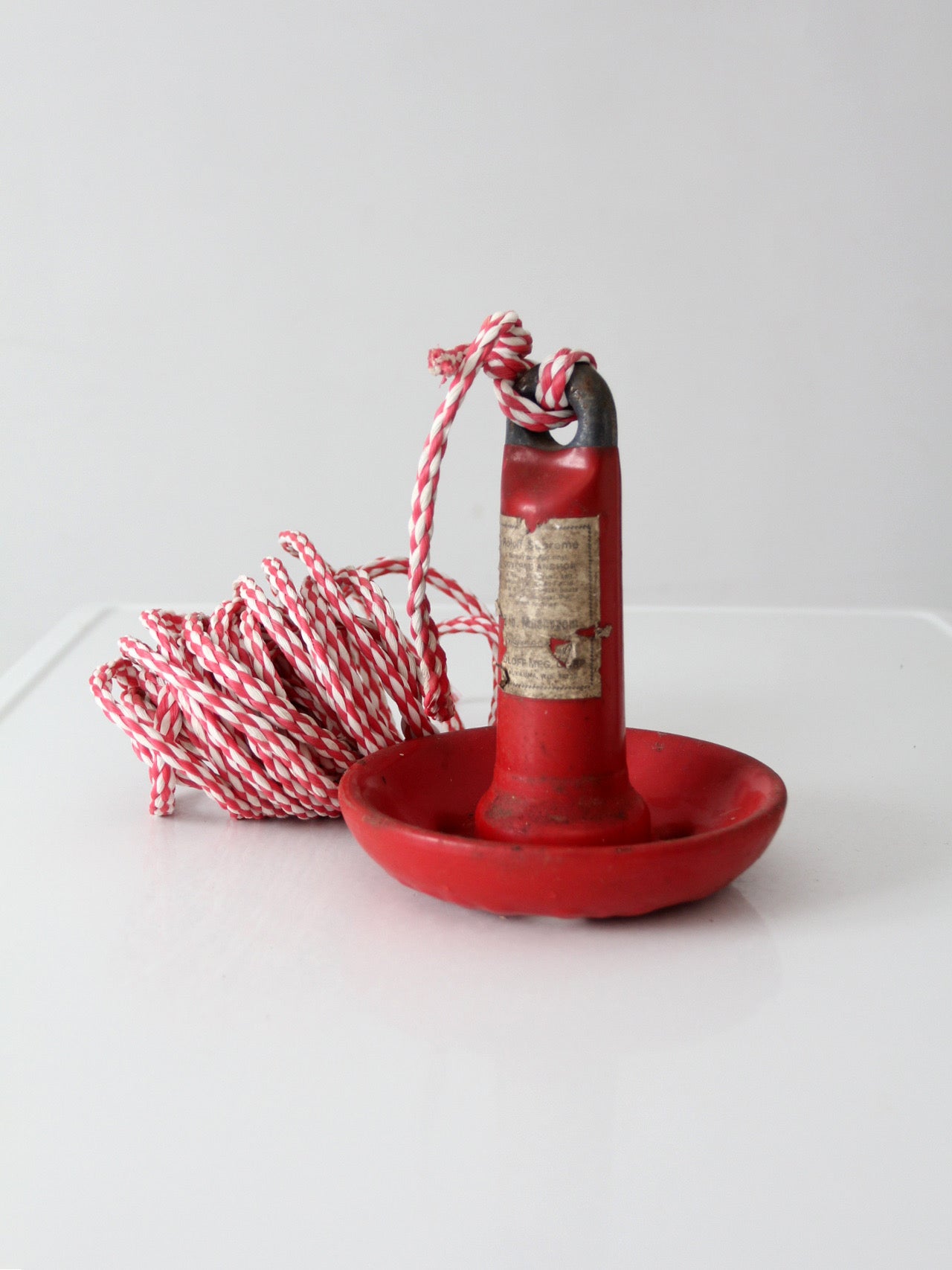 vintage Roloff Supreme red mushroom boat anchor with rope